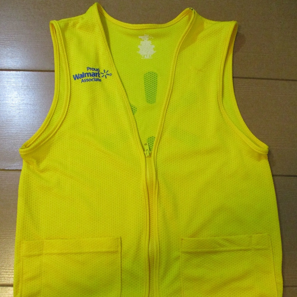 Walmart Associate Yellow Zip Uniform Employee Work Vest Unisex Sz XS